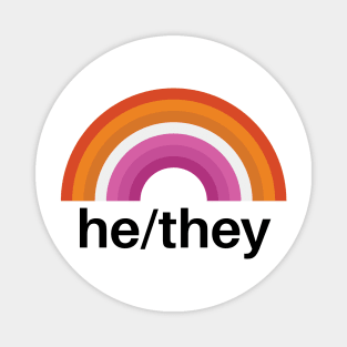 He/They Pronouns Lesbian Pride Magnet